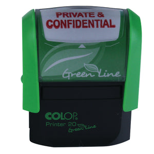 COLOP Green Line Word Stamp PRIVATE and CONFIDENTIAL Red P20GLPRI