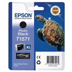 Epson T1571 Ink Cartridge Ultra Chrome K3 XL High Yield Turtle Photo Black C13T15714010