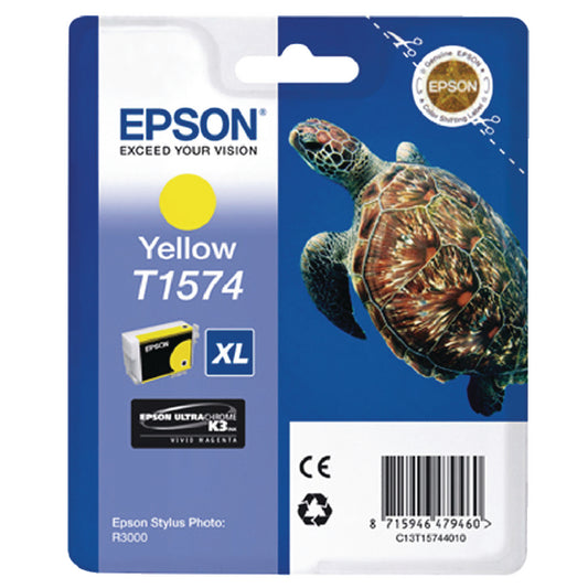 Epson T1574 Ink Cartridge Ultra Chrome K3 XL High Yield Turtle Yellow C13T15744010