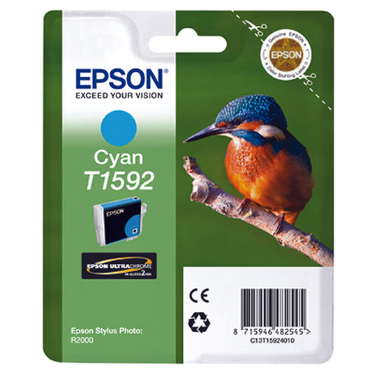 Epson T1592 Ink Cartridge Ultra Chrome Hi-Gloss2 Kingfisher Cyan C13T15924010