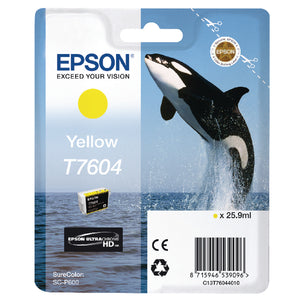 Epson T7604 Ink Cartridge Ultra Chrome HD Killer Whale Yellow C13T76044010