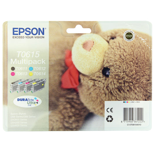 Epson T0615 Ink DURABrite Ultra Teddy Bear Multipack CMYK C13T06154010