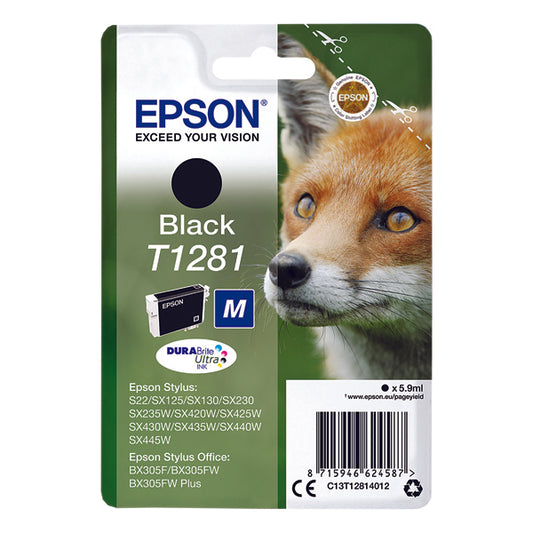 Epson T1281 Ink Cartridge DURABrite Ultra Fox Black C13T12814012