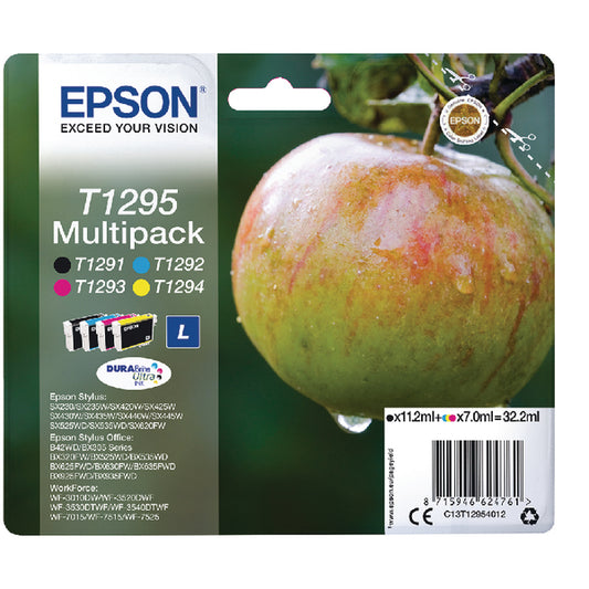 Epson T1295 Ink Cartridge DURABrite Ultra High Yield Apple Multipack CMYK C13T12954012