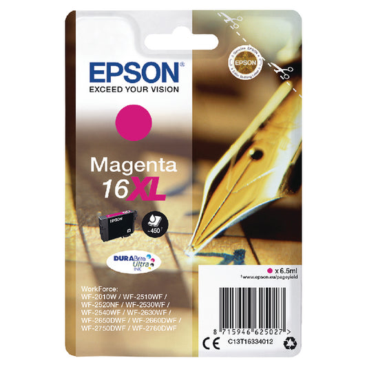 Epson 16XL Ink Cartridge DURABrite Ultra HY Pen/Crossword Magenta C13T16334012
