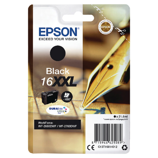 Epson 16XXL Ink Cartridge DURABrite Ultra XHY Pen/Crossword Black C13T16814012