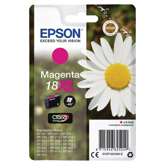 Epson 18XL Home Ink Cartridge Claria High Yield Daisy Magenta C13T18134012