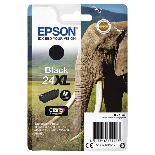 Epson 24XL Ink Cartridge Photo HD Claria Elephant Black C13T24314012
