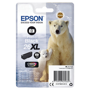 Epson 26XL Ink Cartridge Premium Claria Polar Bear Photo Black C13T26314012