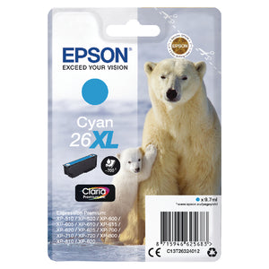 Epson 26XL Ink Cartridge Premium Claria Polar Bear Cyan C13T26324012