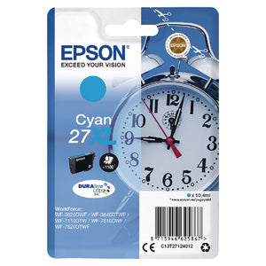 Epson 27XL Ink Cartridge DURABrite Ultra High Yield Alarm Clock Cyan C13T27124012