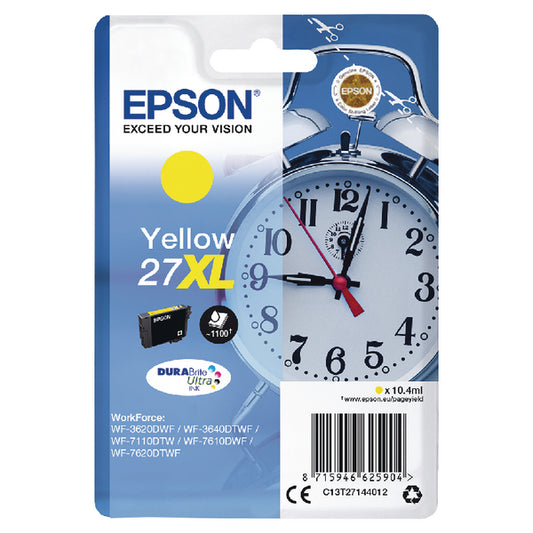 Epson 27XL Ink Cartridge DURABrite Ultra High Yield Alarm Clock Yellow C13T27144012