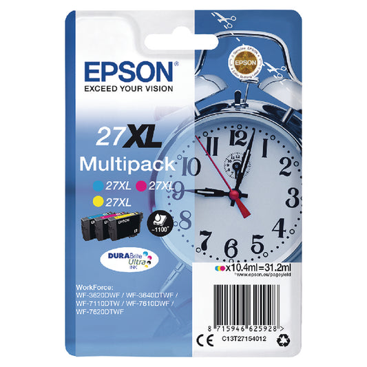 Epson 27XL Ink Cartridge DURABrite Ultra Alarm Clock Multipack HY CMY C13T27154012