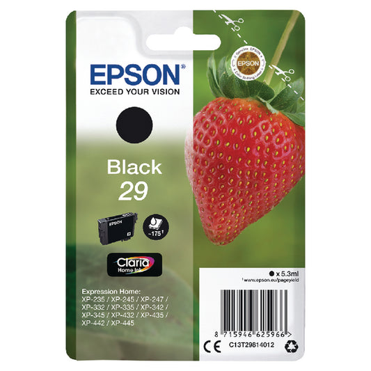 Epson 29 Home Ink Cartridge Claria Strawberry Black C13T29814012