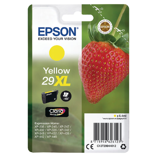 Epson 29XL Home Ink Cartridge Claria High Yield Strawberry Yellow C13T29944012