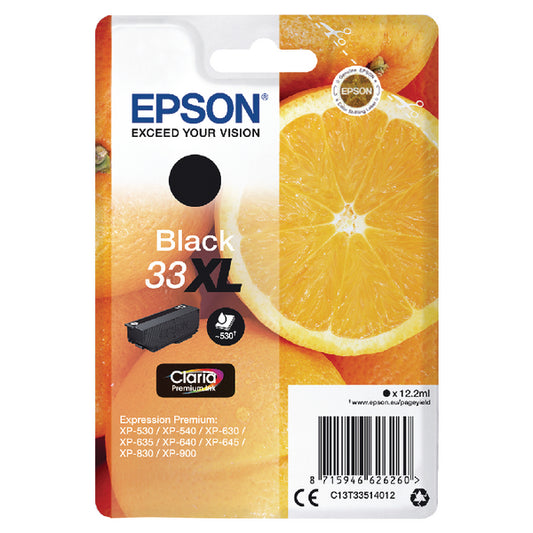 Epson 33XL Ink Cartridge Claria Premium High Yield Oranges Black C13T33514012