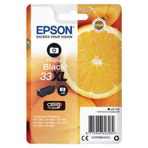 Epson 33XL Ink Cartridge Claria Prem High Yield Oranges Photo Black C13T33614012