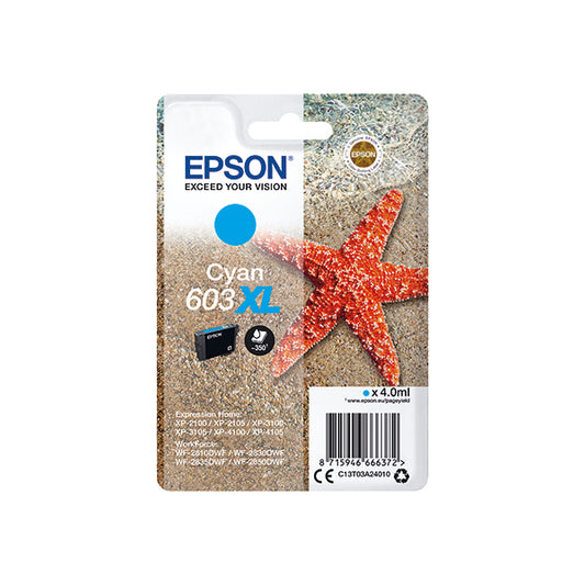 Epson 603XL Ink Cartridge High Yield Starfish Cyan C13T03A24010