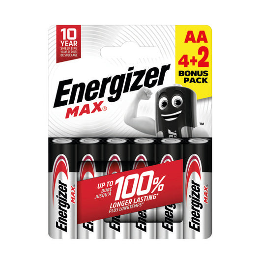 Energizer Max AA Battery (4+2) (Pack of 6) E303328500