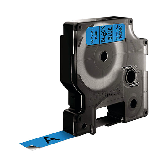 Dymo 45016 D1 LabelMaker Tape 12mm x 7m Black on Blue S0720560