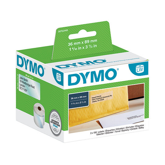 Dymo LabelWriter Large Address Labels 89mm x 36mm Transparent (Pack of 260) S0722410