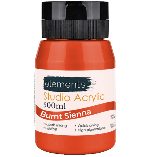 Elements Acrylic Paint in Burnt Sienna (500ml)