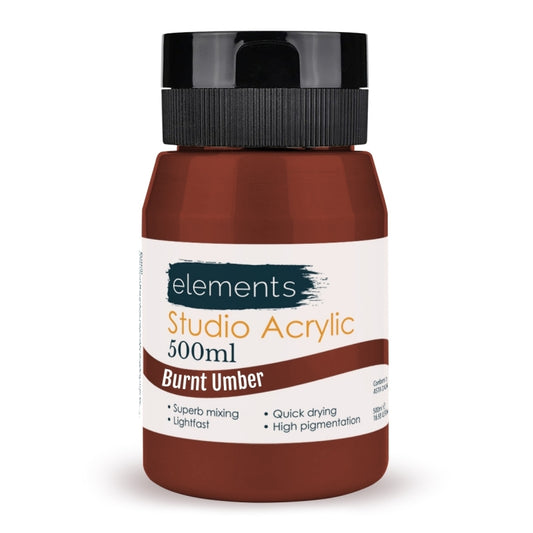 Elements Acrylic Paint in Burnt Umber (500ml)