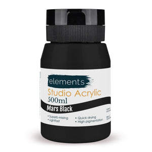 Elements Acrylic Paint in Mars Black (500ml)