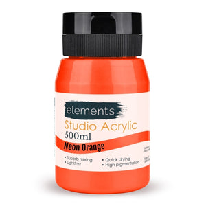 Elements Acrylic Paint in Neon Orange (500ml)
