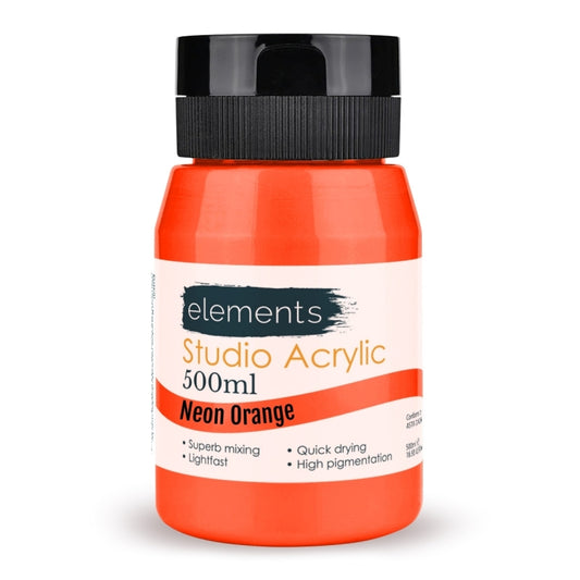 Elements Acrylic Paint in Neon Orange (500ml)