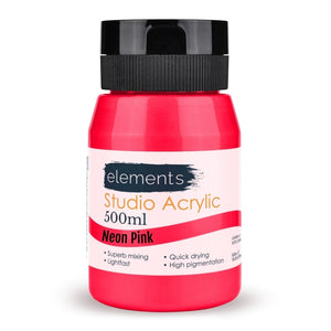 Elements Acrylic Paint in Neon Pink (500ml)