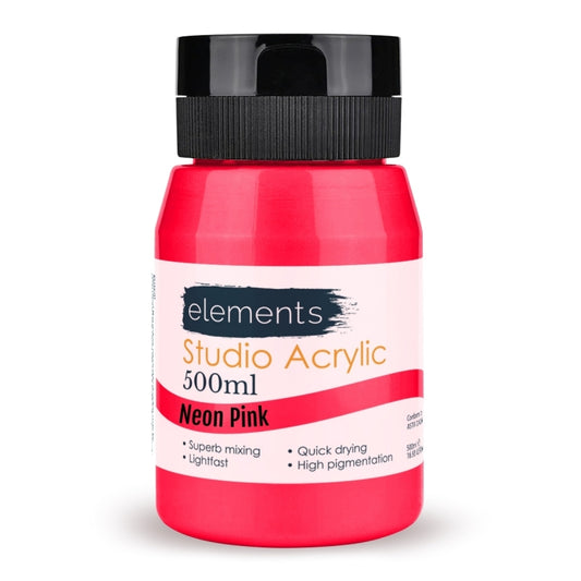 Elements Acrylic Paint in Neon Pink (500ml)