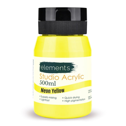 Elements Acrylic Paint in Neon Yellow (500ml)