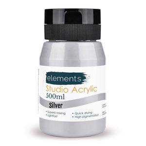 Elements Acrylic Paint in Silver (500ml)