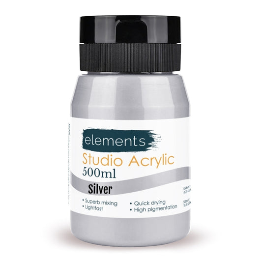 Elements Acrylic Paint in Silver (500ml)