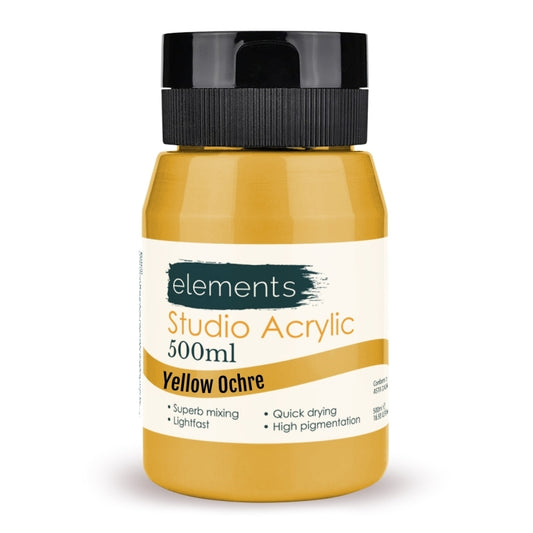 Elements Acrylic Paint in Yellow Ochre (500ml)