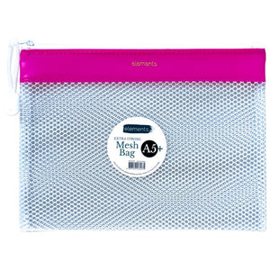 Elements Mesh Bag with Pink Strip - A5