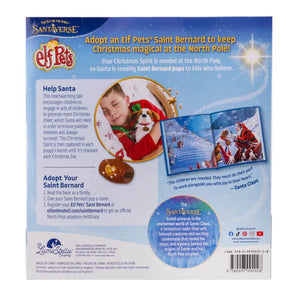 Back of a product packaging for Elf Pets Saint Bernard with text and images.