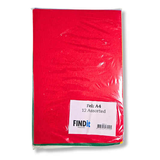 Felt Pack in A4 - Assorted Colours (12 Pack)