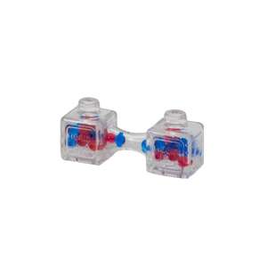 Fidget Blox with red and blue markings on a white background