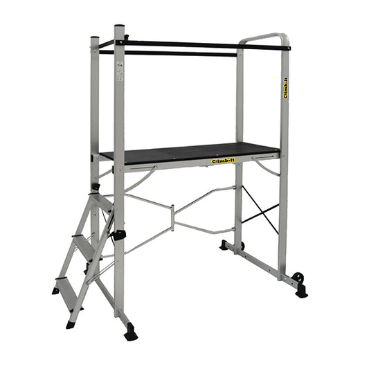 Climb-It Folding Work Platform Steel Handrails 150kg Capacity Platform Height 994mm Aluminium EP990Y