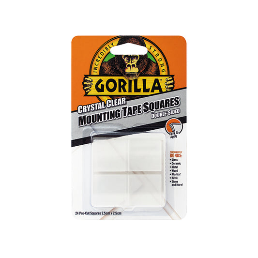 Gorilla Mounting Tape Squares Clear (Pack of 24) 3044111