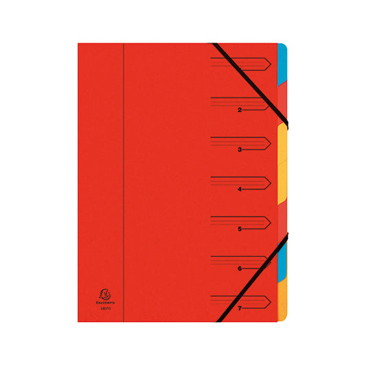 Exacompta Europa 7-Part Organiser 400gsm Pressboard A4 Red 5221Z