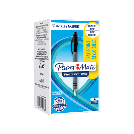 PaperMate FlexGrip Ultra Retractable Ballpoint Pen Black (Pack of 36) 1910073