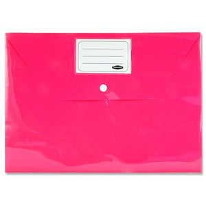 A4 Button Document Wallets Bright (Pack of 5)