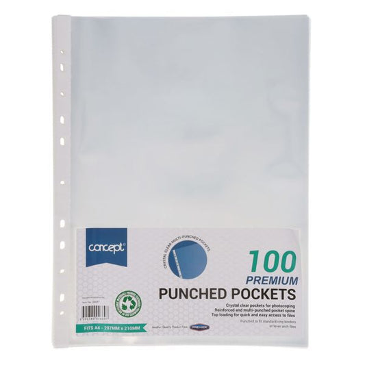 A4 Punched Pockets Pack of 100