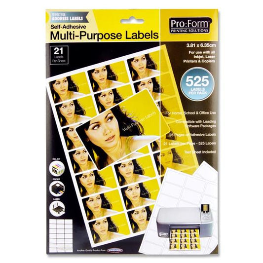 Proform 25 Sheets - 21 Labels (63.5x38mm)