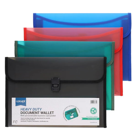 Concept Foolscap Heavy Duty Button Document Wallet (Assorment)