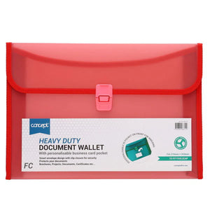 Concept Foolscap Heavy Duty Button Document Wallet (Assorment)
