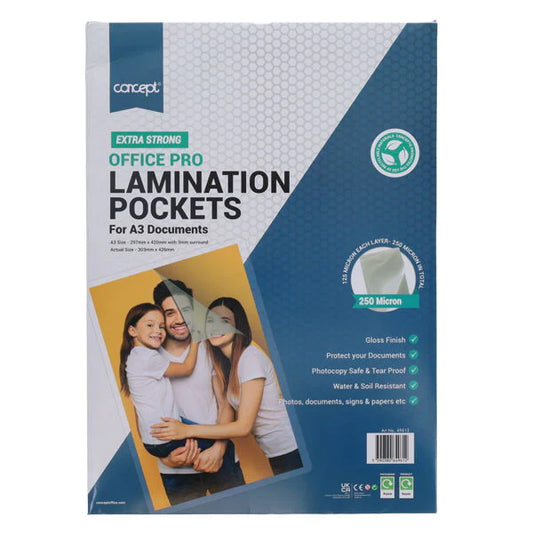 Office Pro A3 Laminating Pouches 250 Micron (100 Pack)